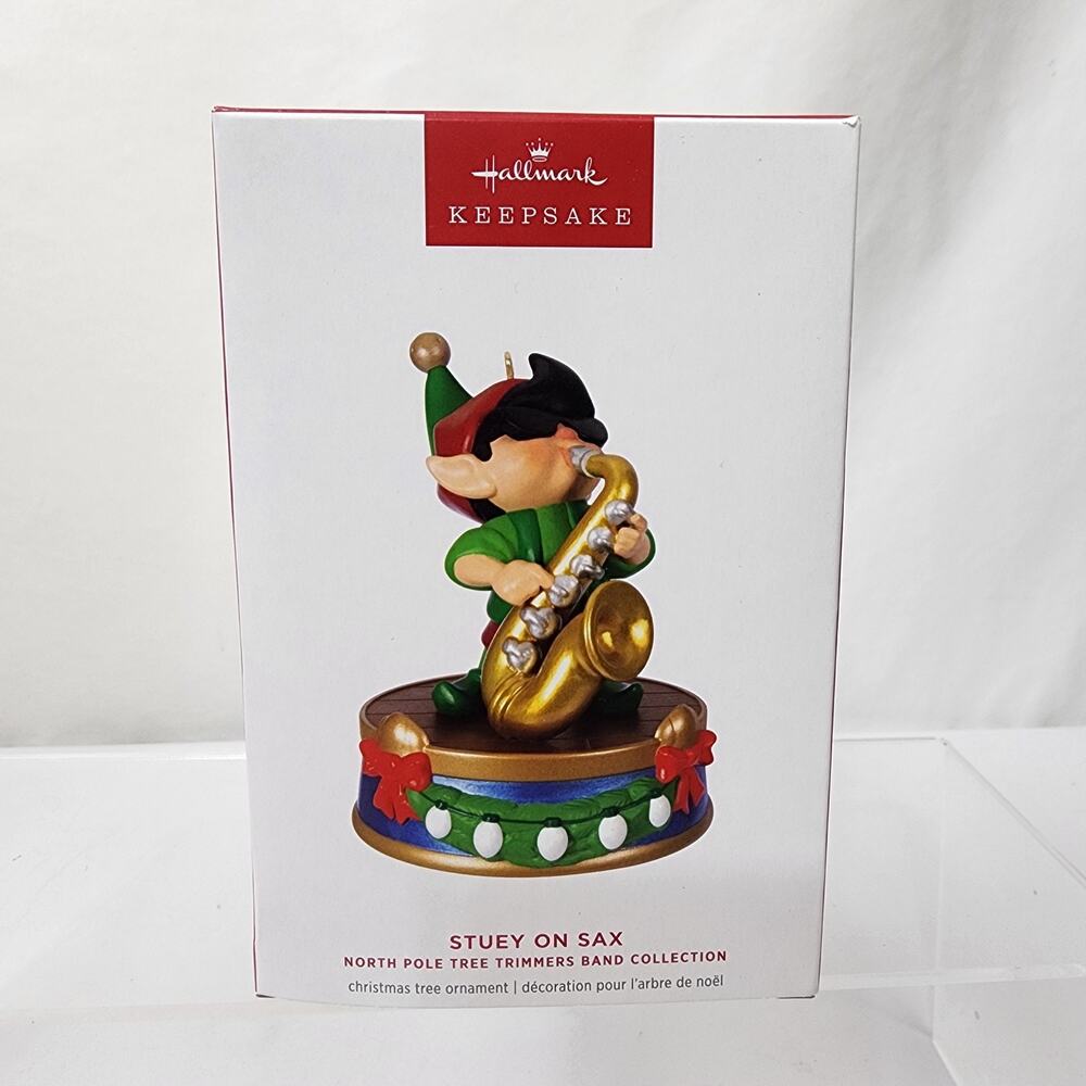 2024 Hallmark Keepsake Storytellers North Pole Tree Trimmers Band, Stuey On Sax
